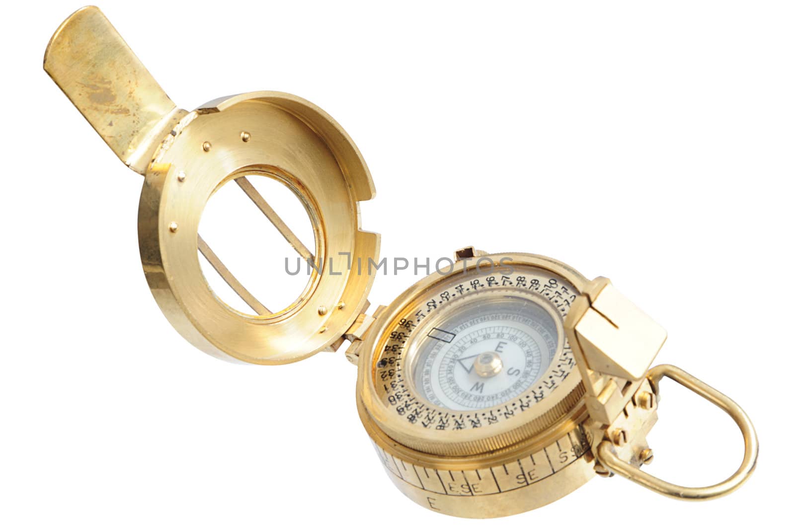 old-fashioned compass on white background