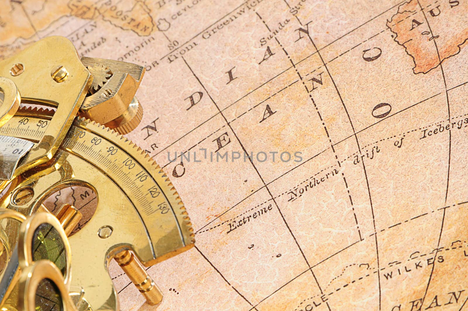 navigation device on a background an old map by dyoma