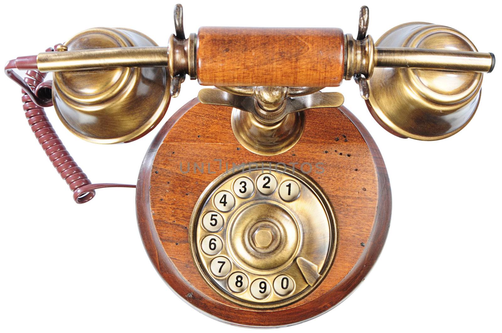 isolated old-fashioned phone on white background with clipping paths