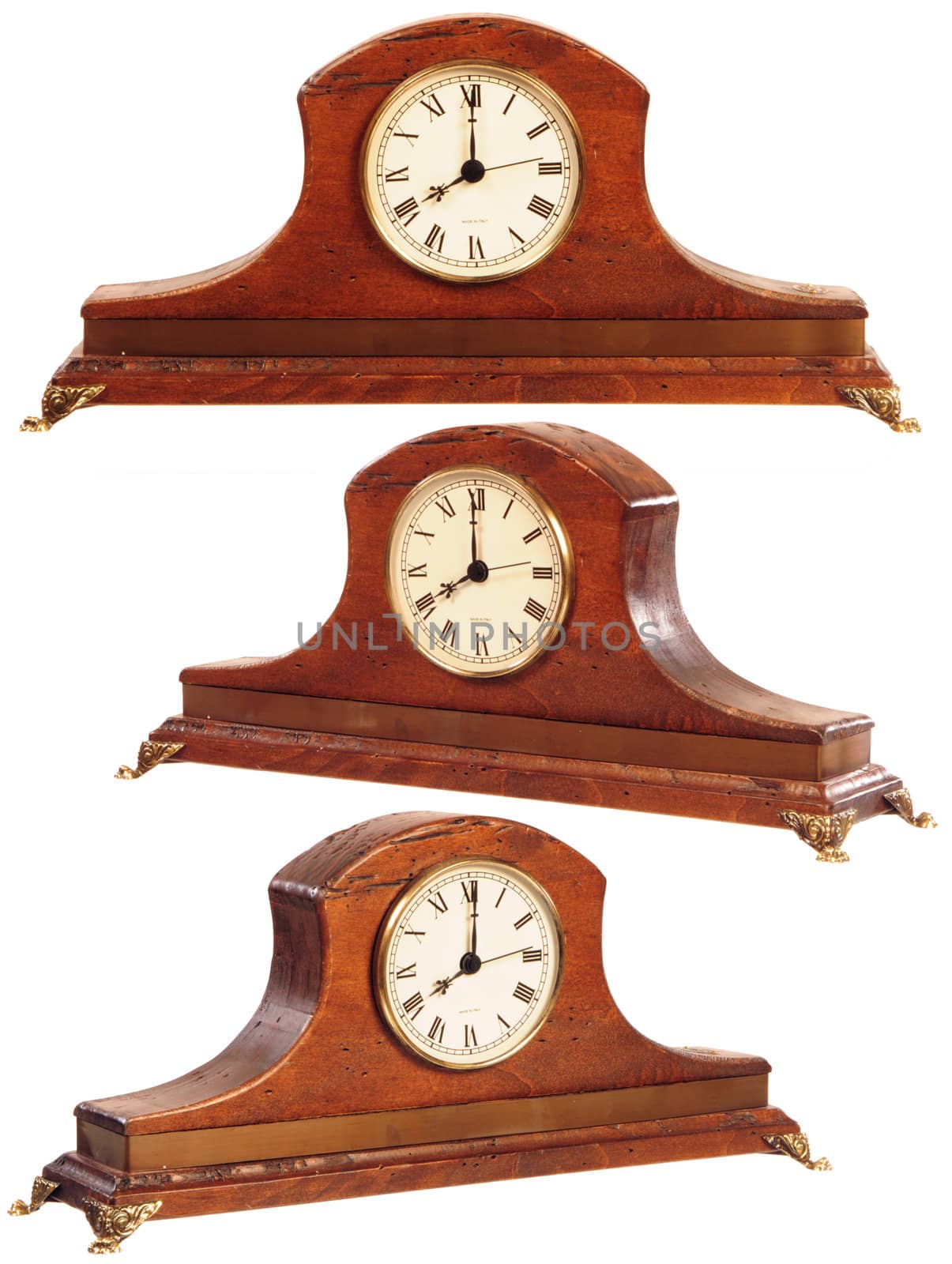 isolated old-fashioned clock on white background