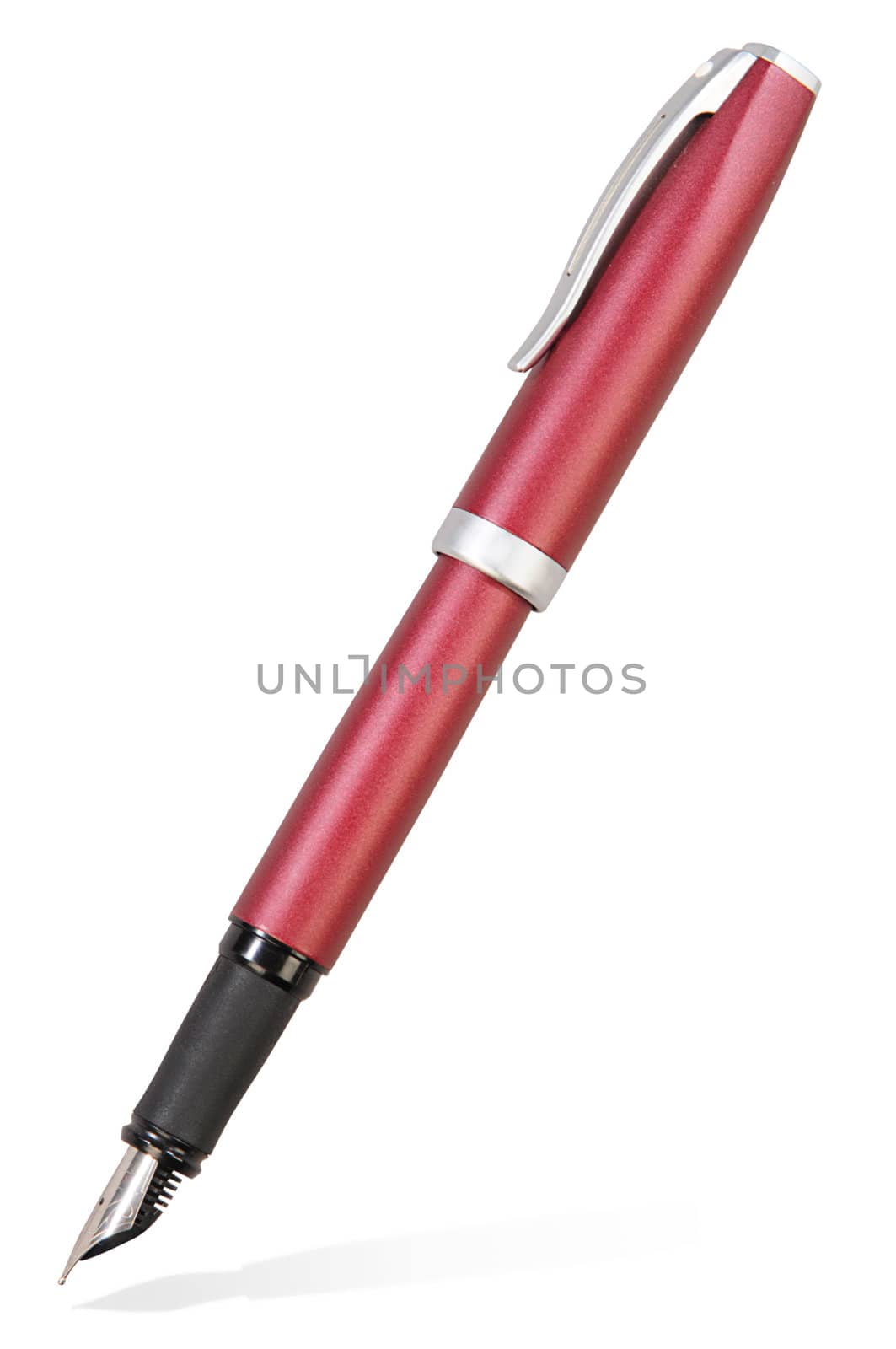 isolated red ink pen on white background