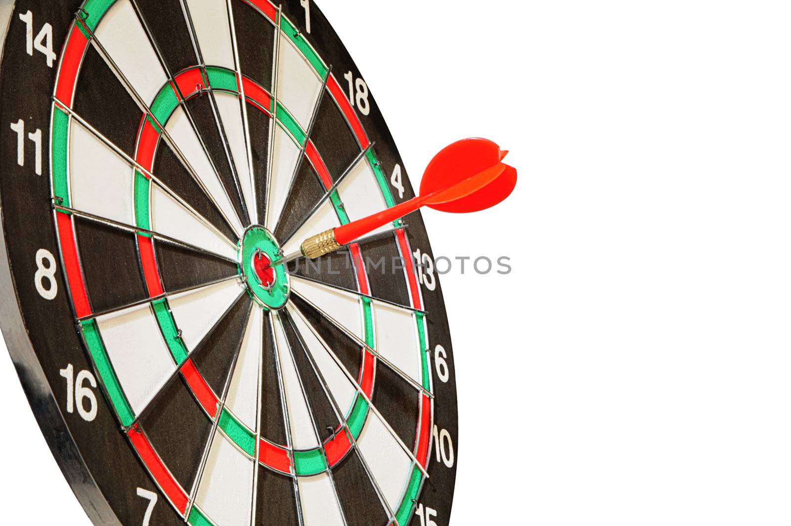 arrow darts in a center a target on white