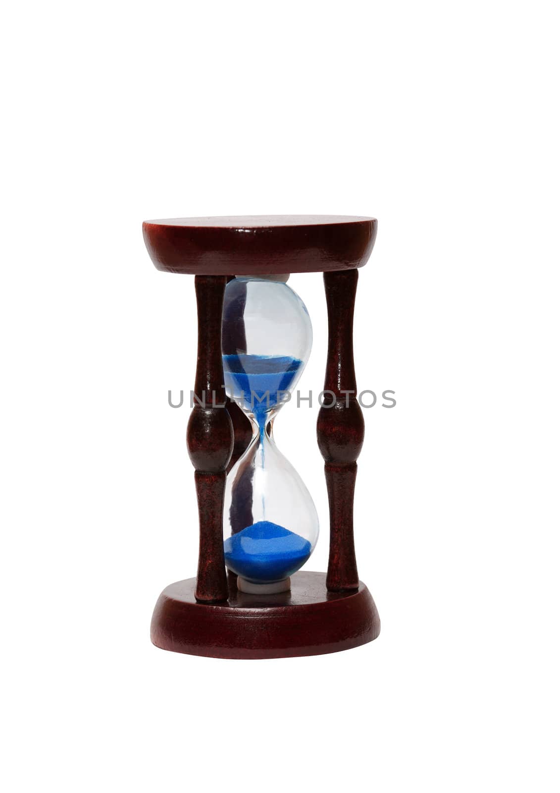 Vintage wooden hourglass isolated on white background with clipping path