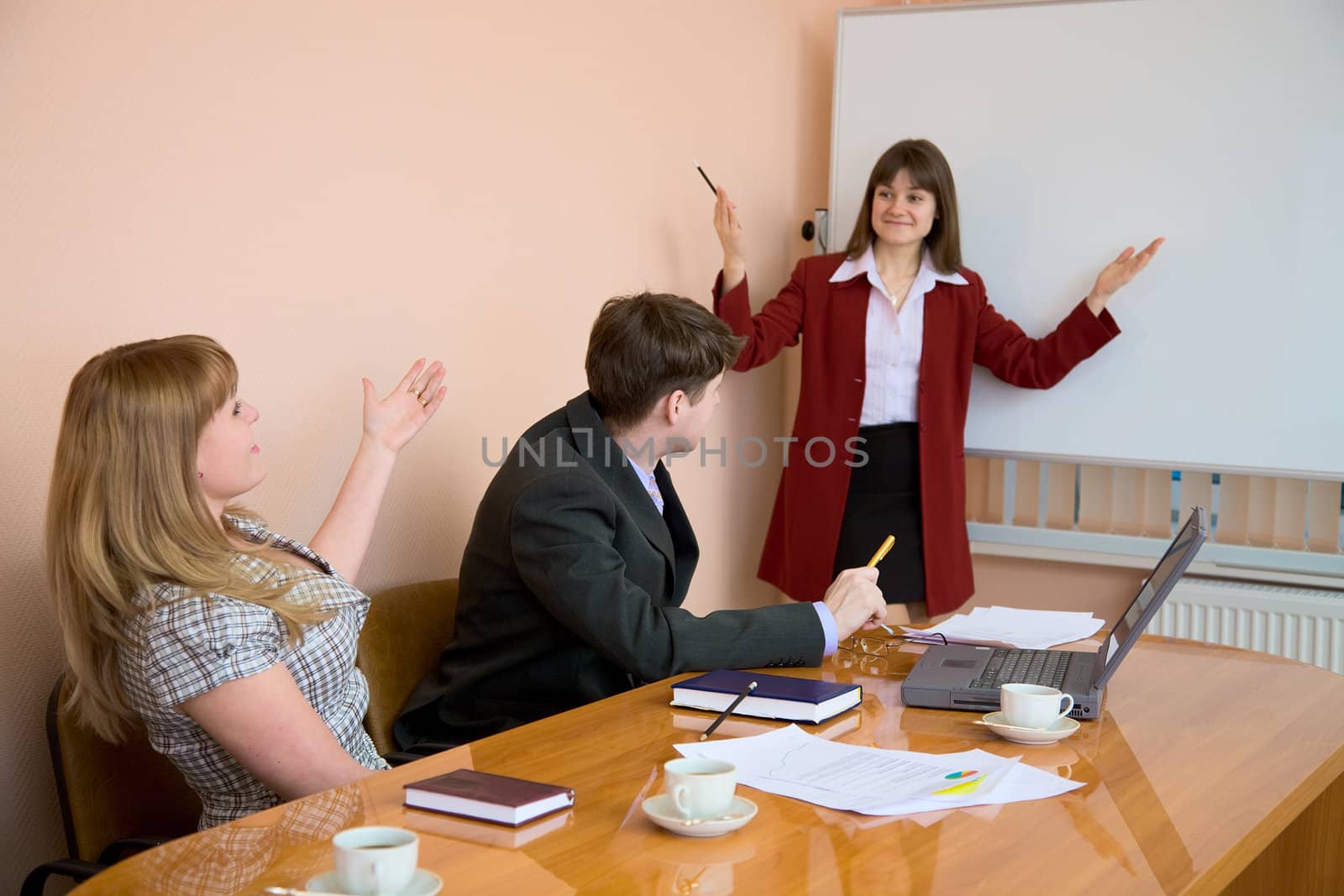 The young woman to speak at a meeting