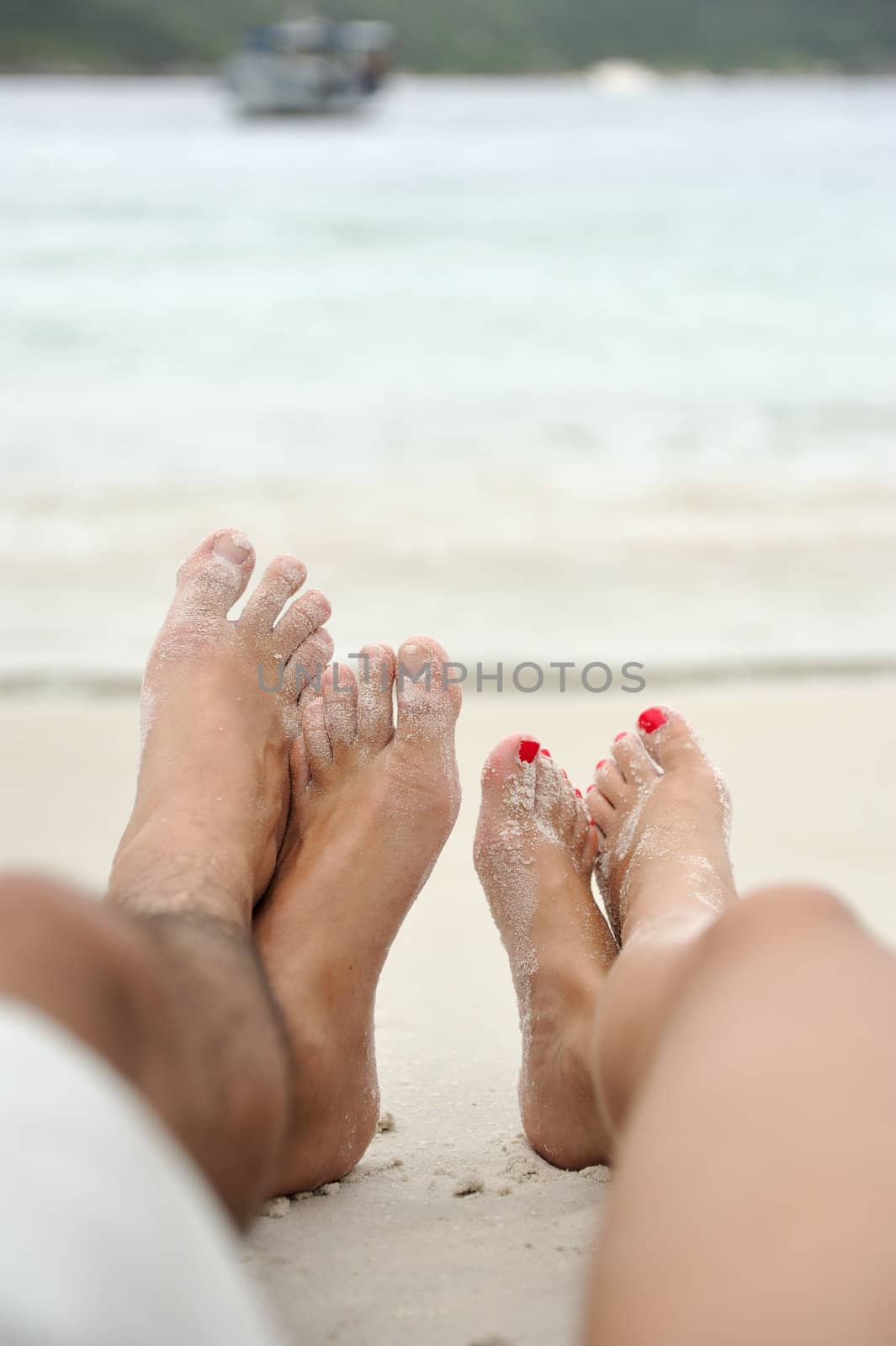 Loving couple having fun on the beach 
