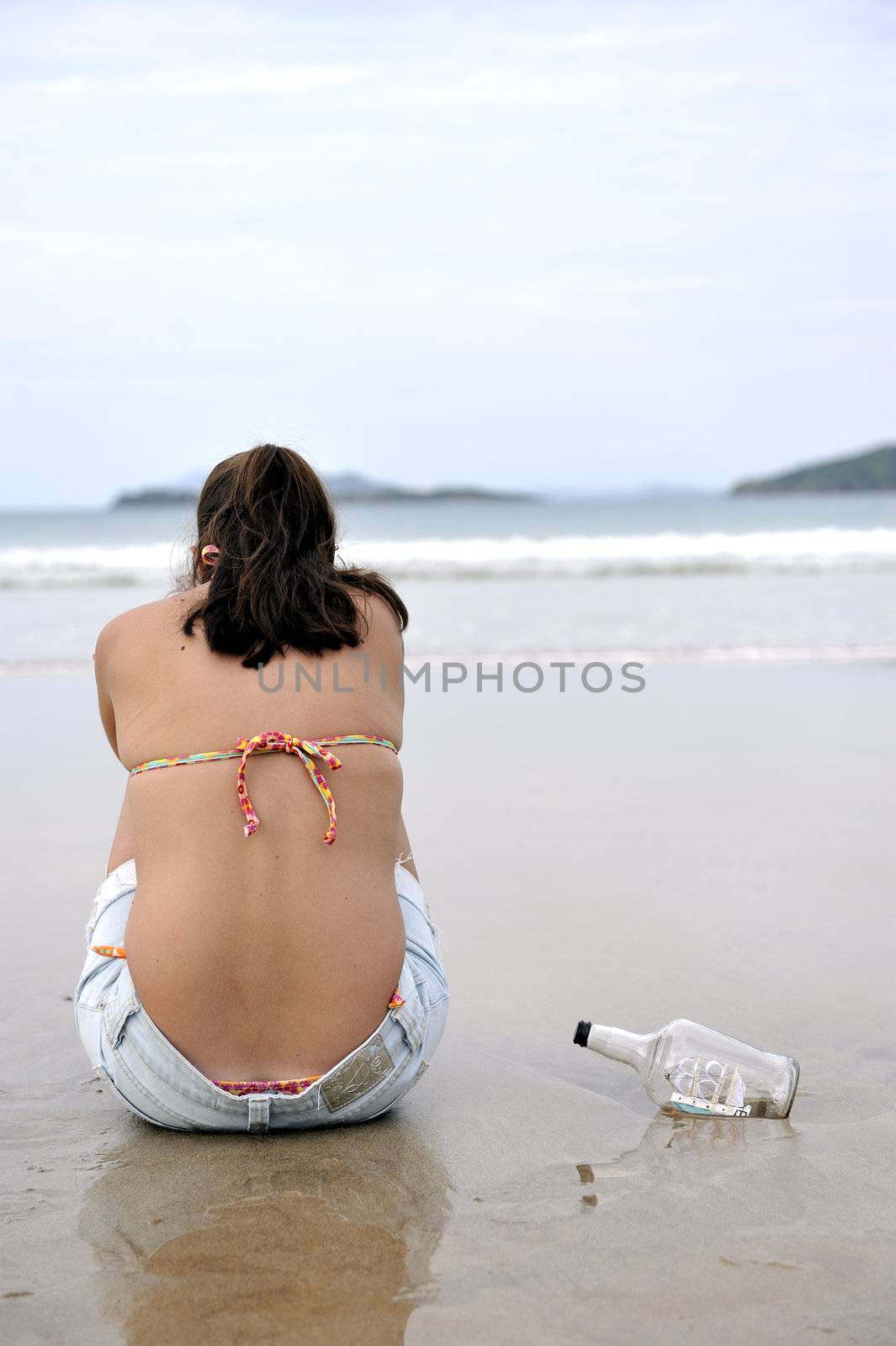 Lost bottle on the beach