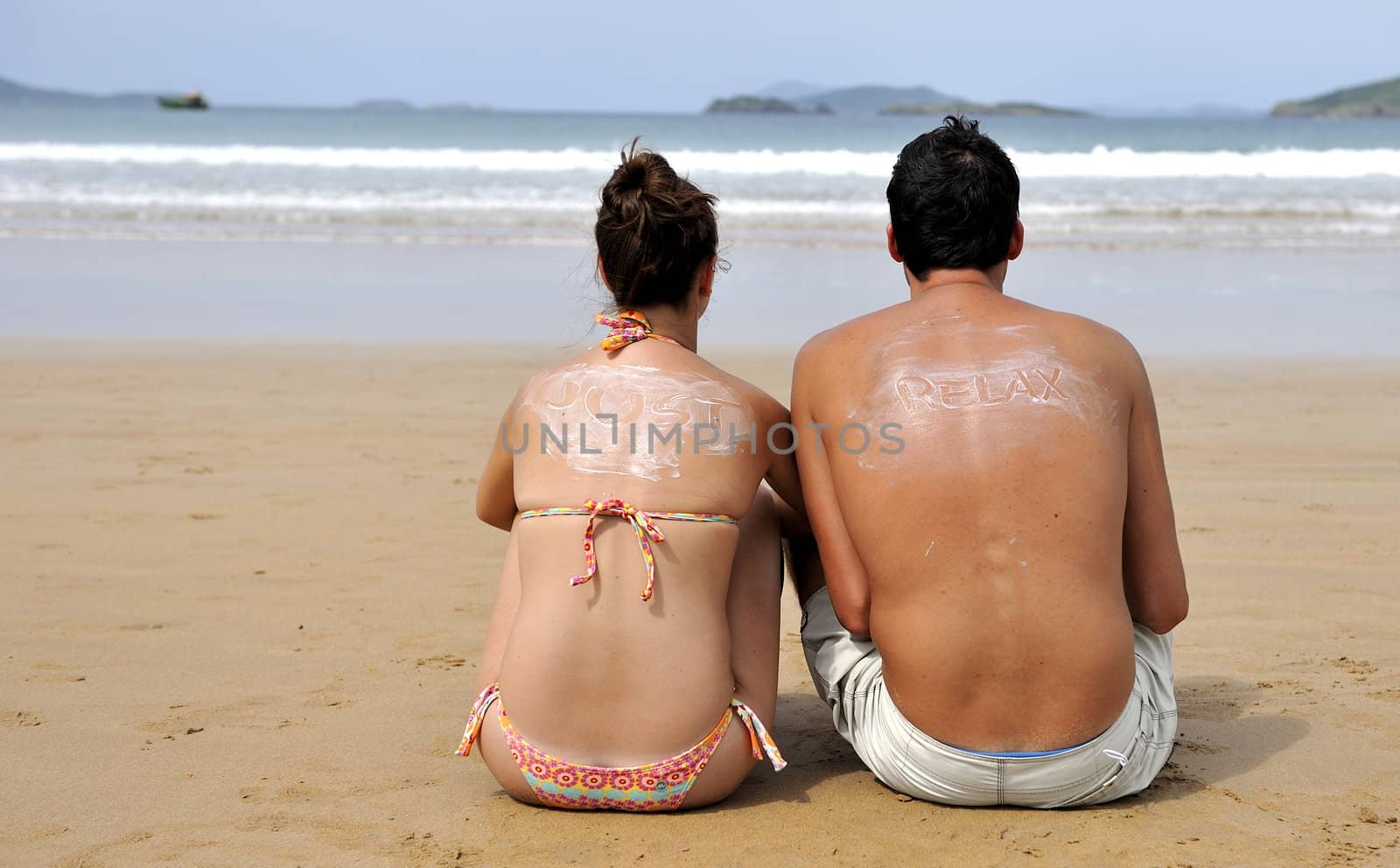 Loving couple having fun on the beach
