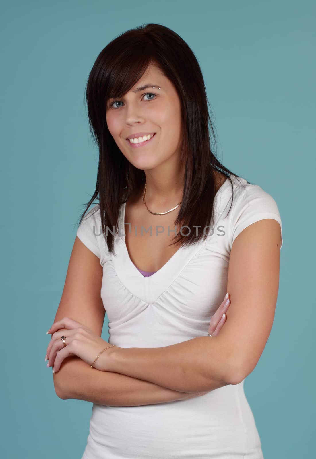 portrait of a cute caucasian brunette girl