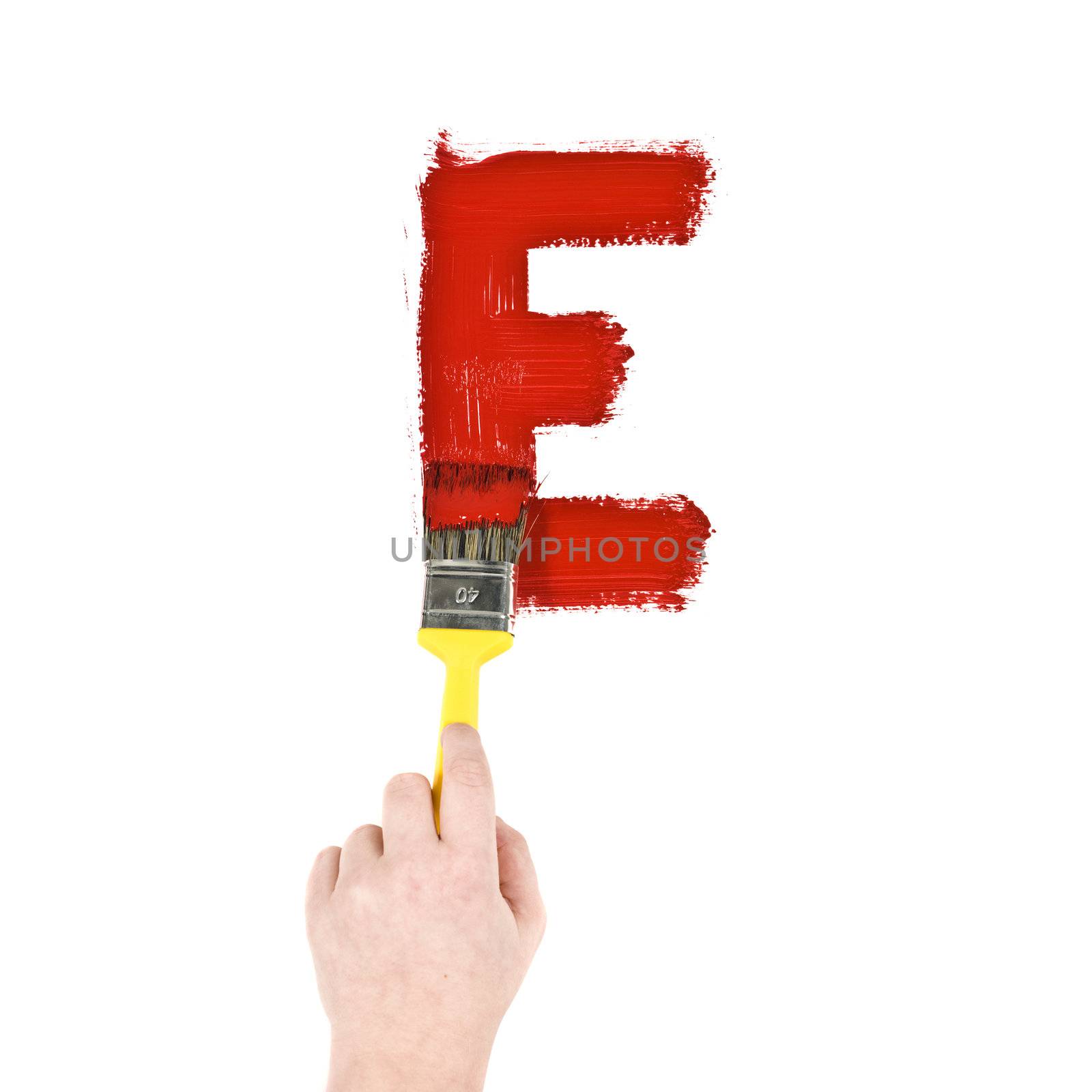 Painting Letter E on white background