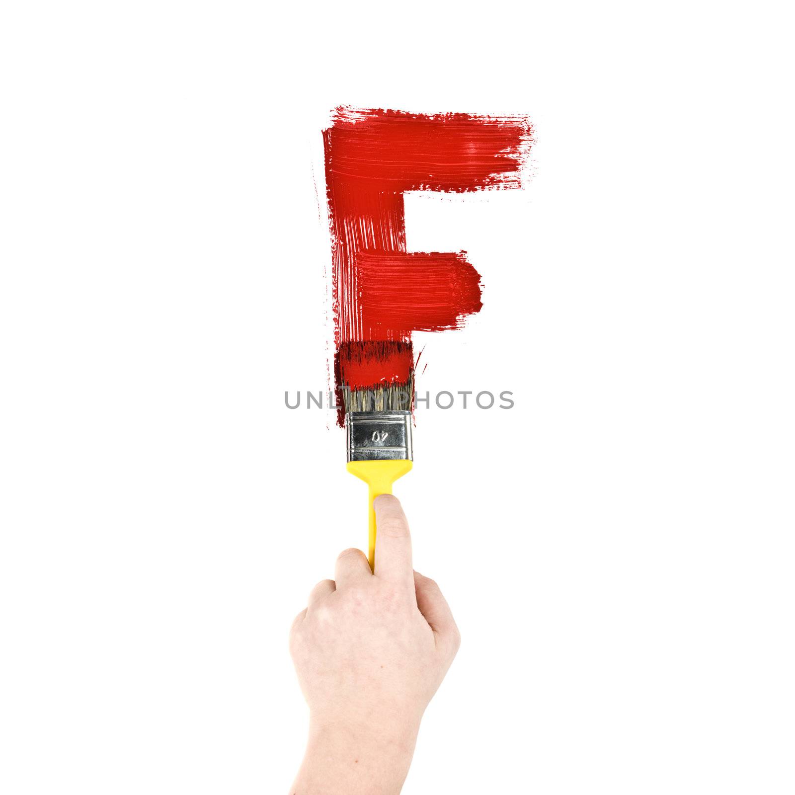 Painting Letter F on white background