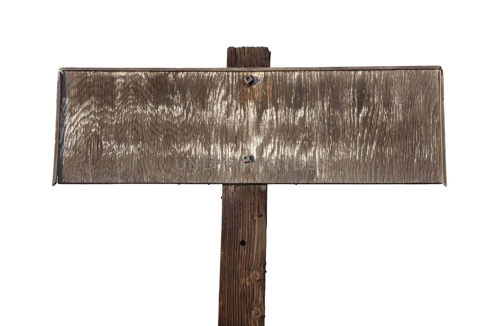 old faded wooden sign isolated on white by PixelsAway