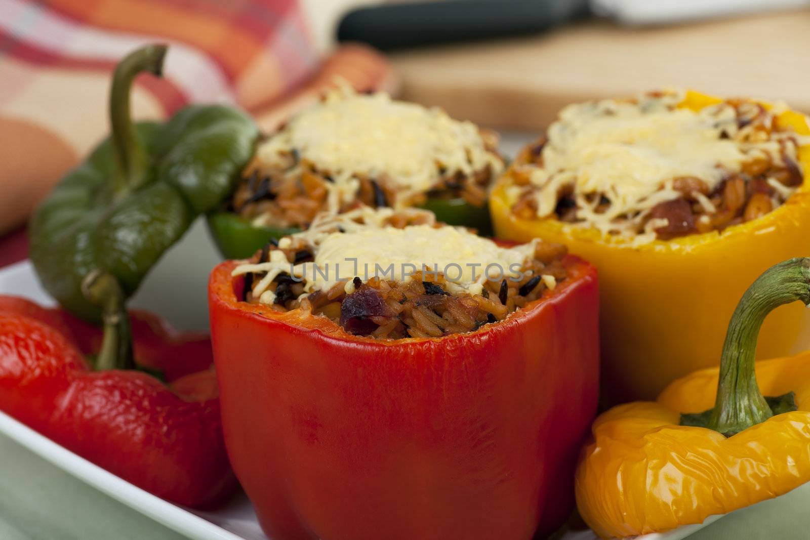 Red and Yellow Stuffed Peppers by charlotteLake