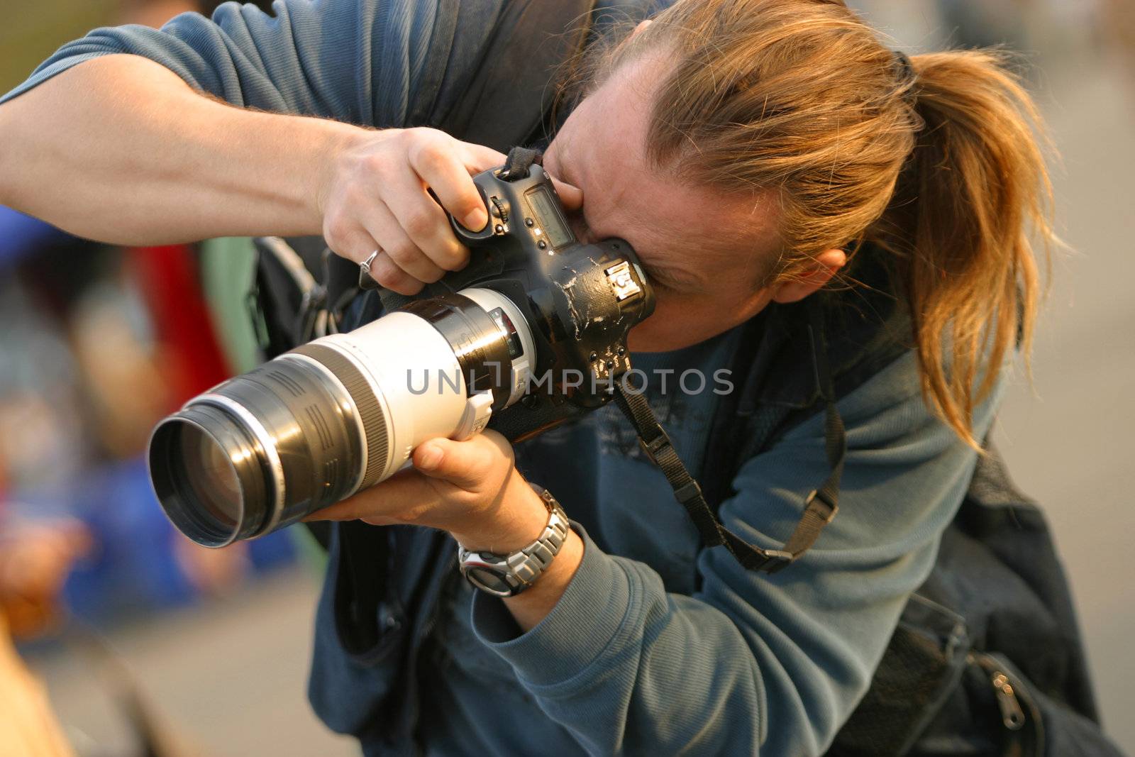 The professional photographer is keen on work