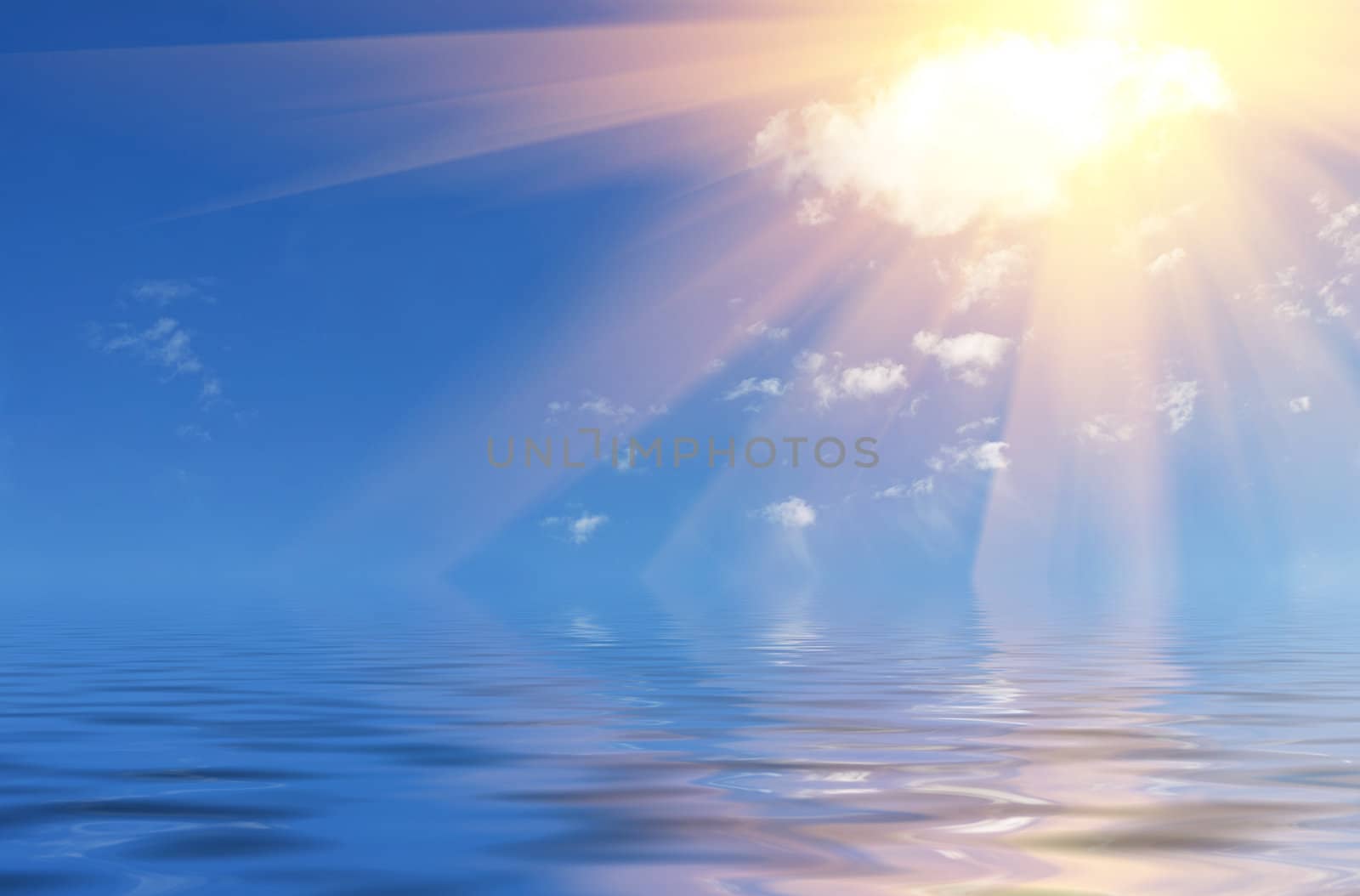 Sun over sea by whitechild