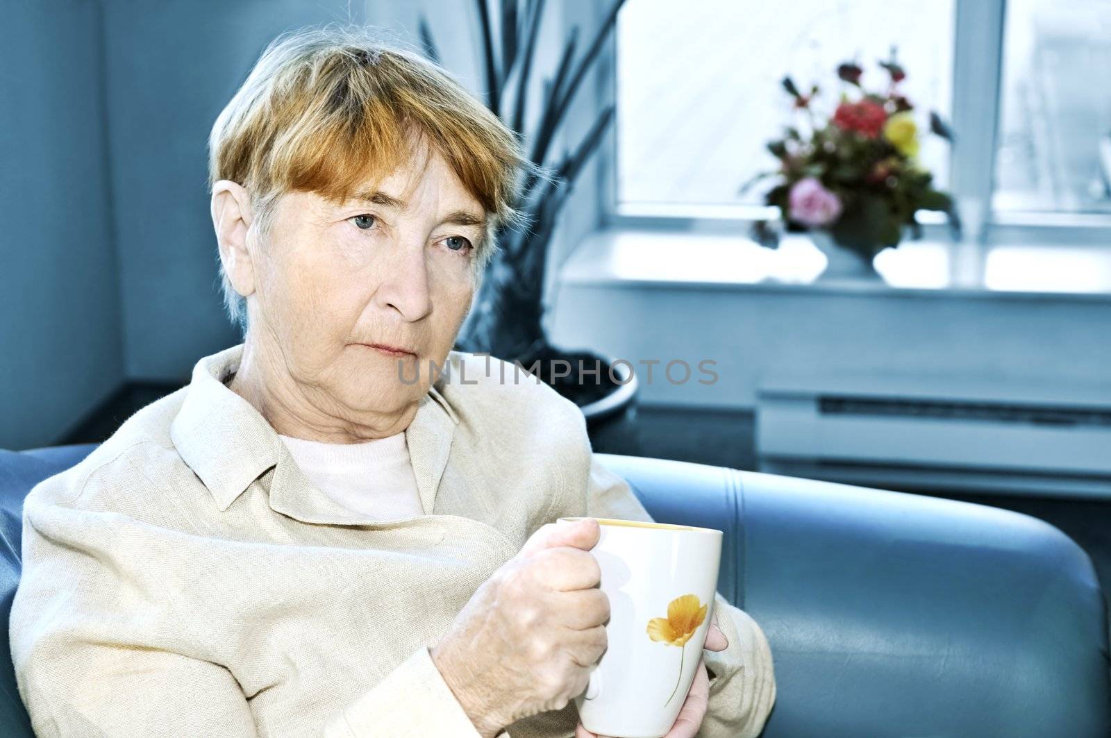 Sad elderly woman by elenathewise
