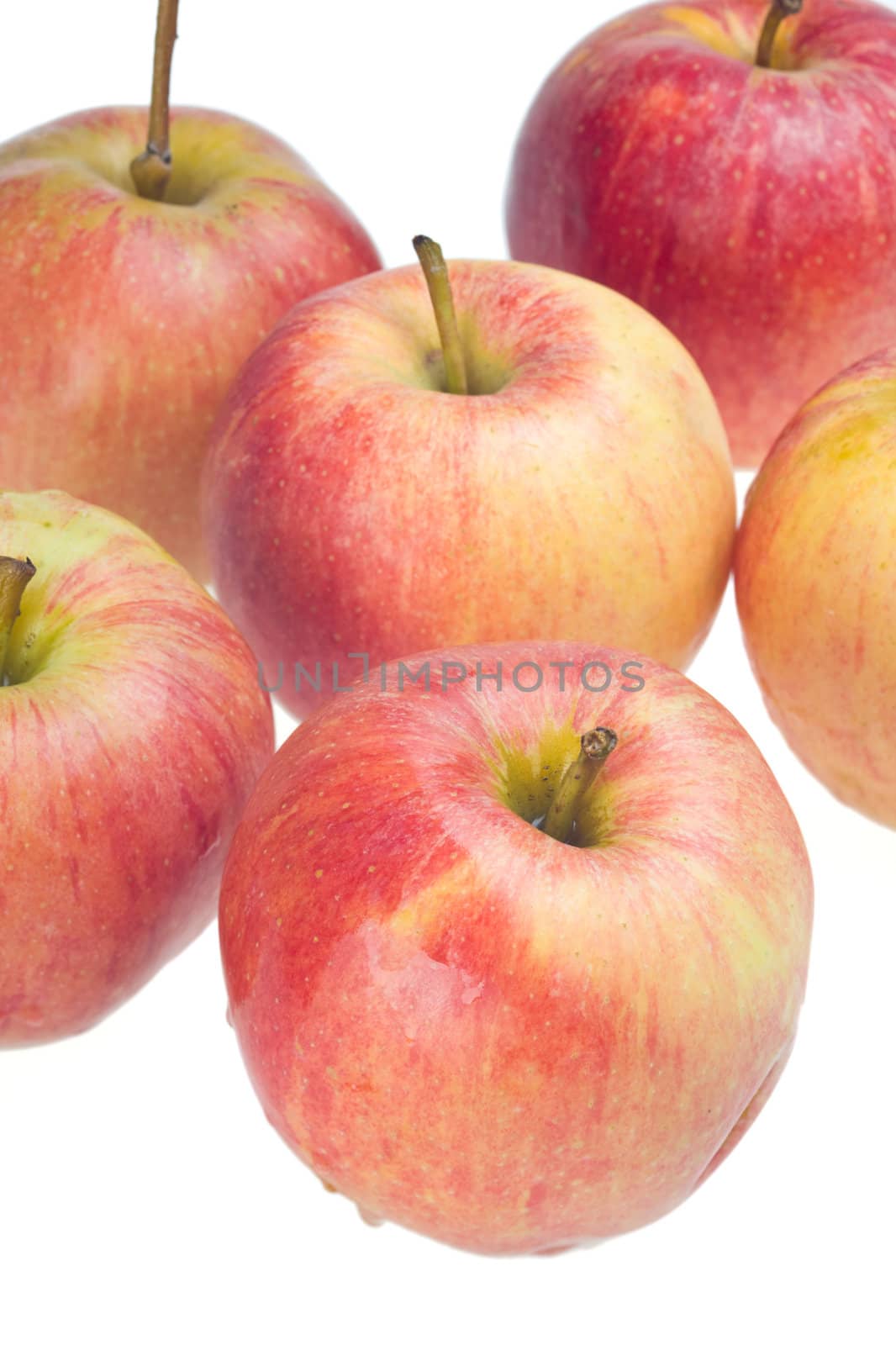 fresh ripe red apples on white background