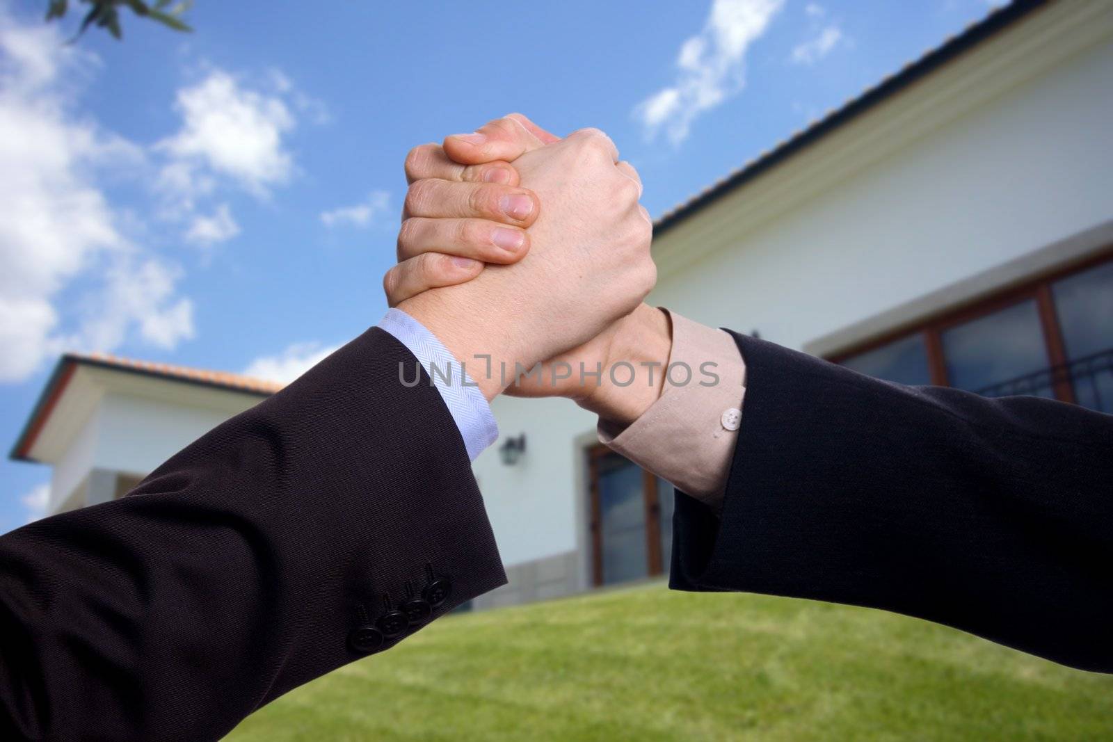 business shake hand over white background