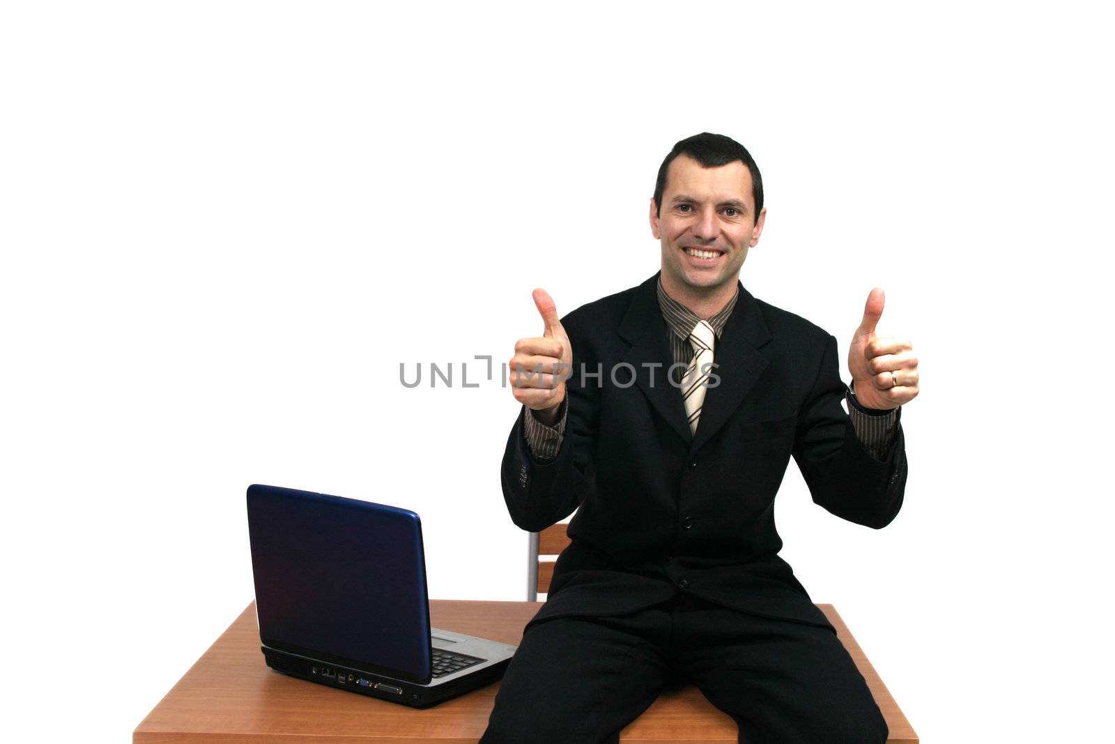 businessman over white studio background