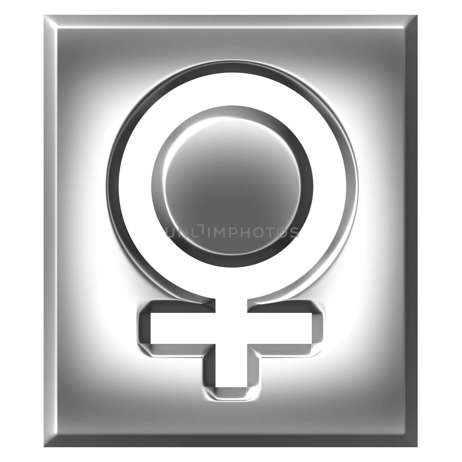 3d silver female symbol sign isolated in white