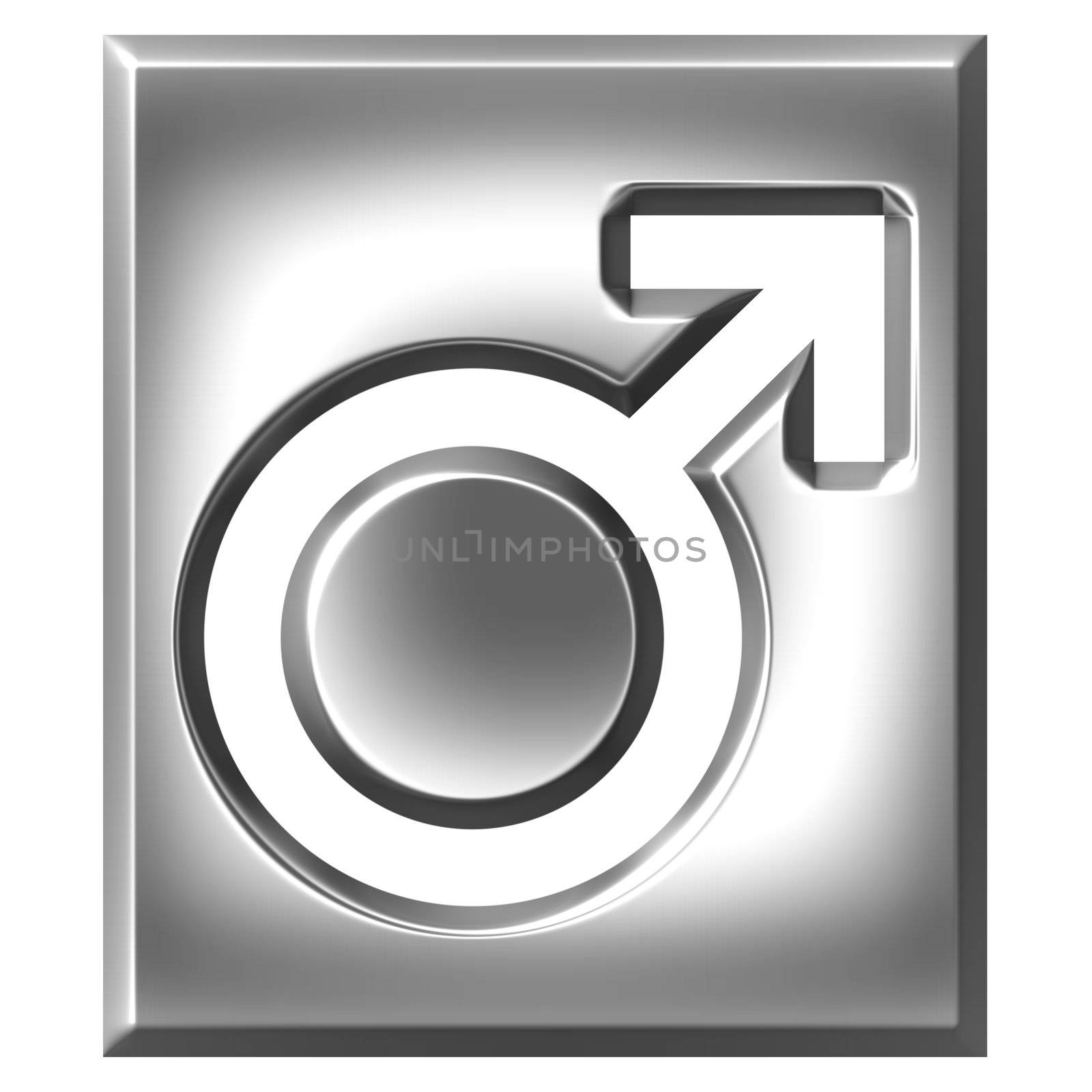 3D Silver Male Symbol Sign by Georgios