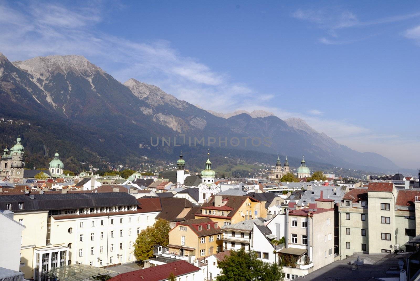 Panorama shot over the city of Innsbruck in Tirol, Austria