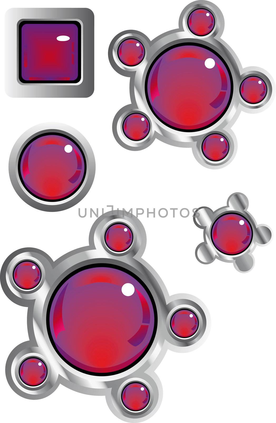 collection of fancy glass look web buttons in red and purple