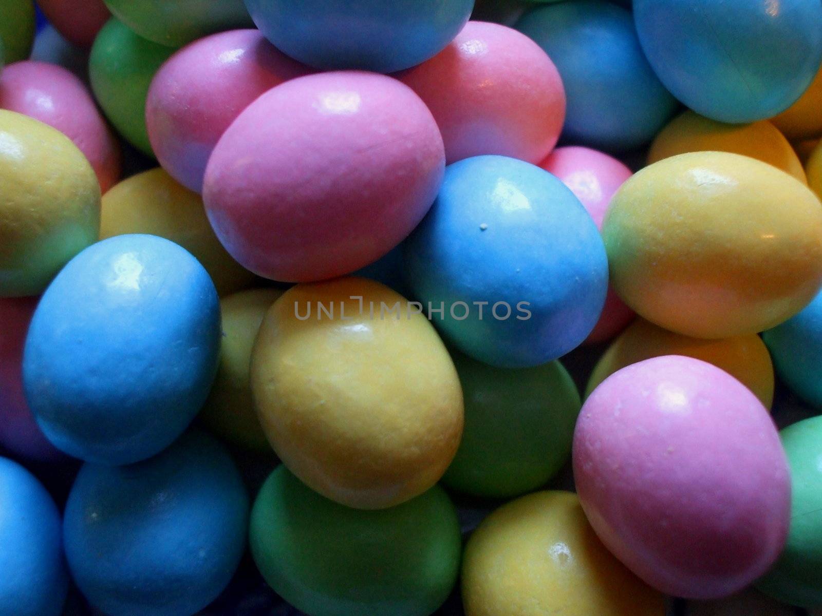 Close up of the colorful easter eggs.