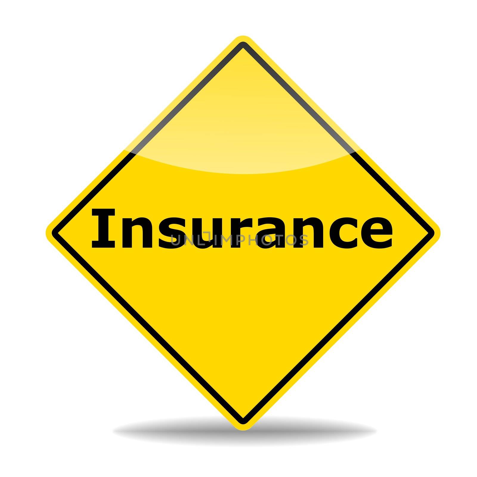 insurance or damage concept with road sign isolated on white background