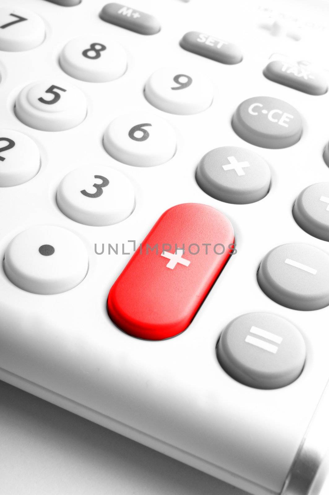 business calculation concept with modern white calculator