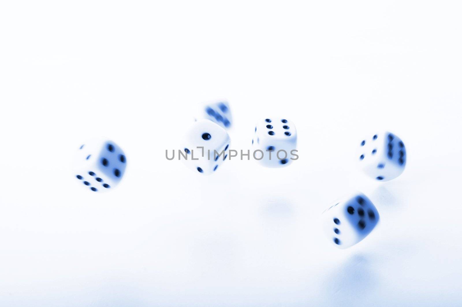 falling dice showing random fortune or casino concept