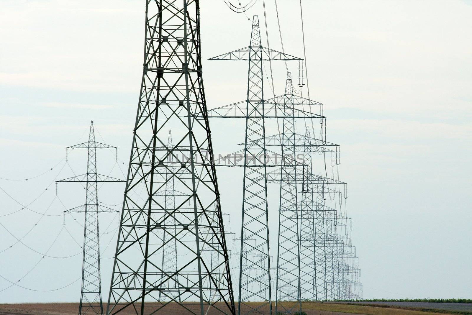 High voltage electric line going through the land