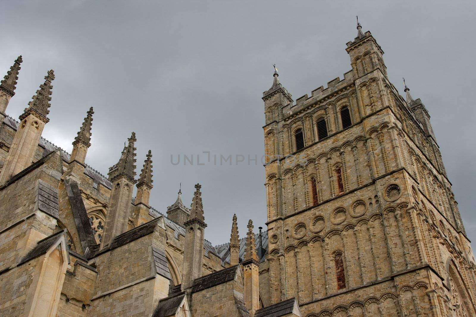 Old medieval cathedral in Exeter, UK