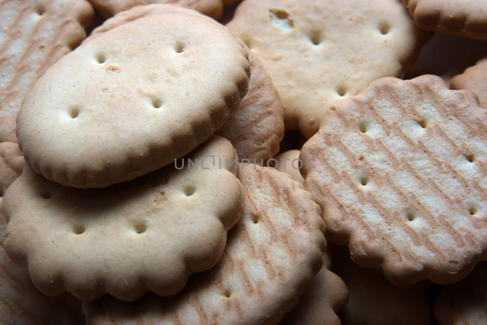 Closeup of a pile of biscuits