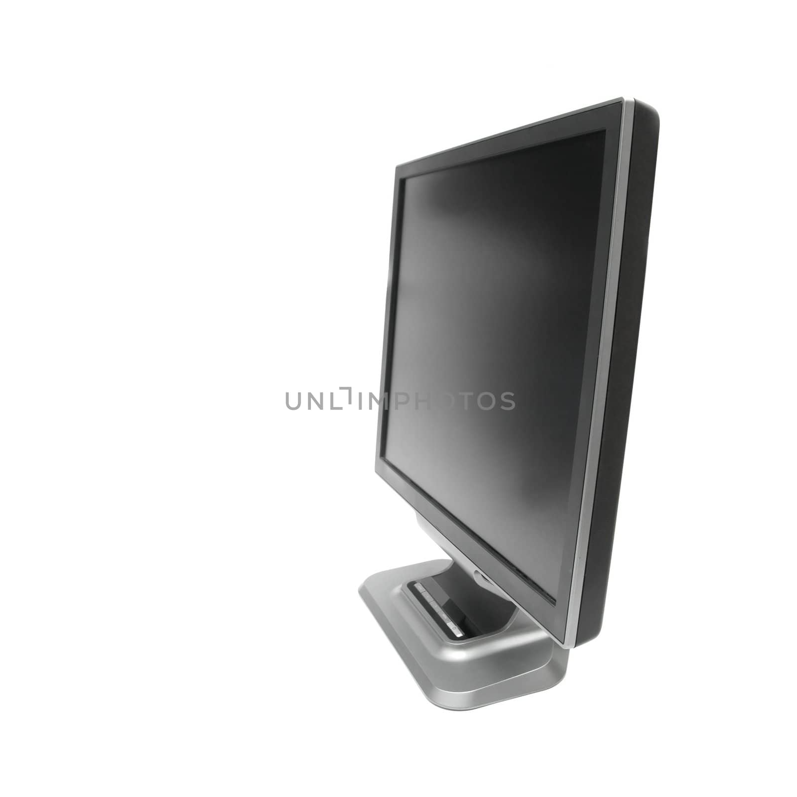 Black LCD monitor isolated on white background