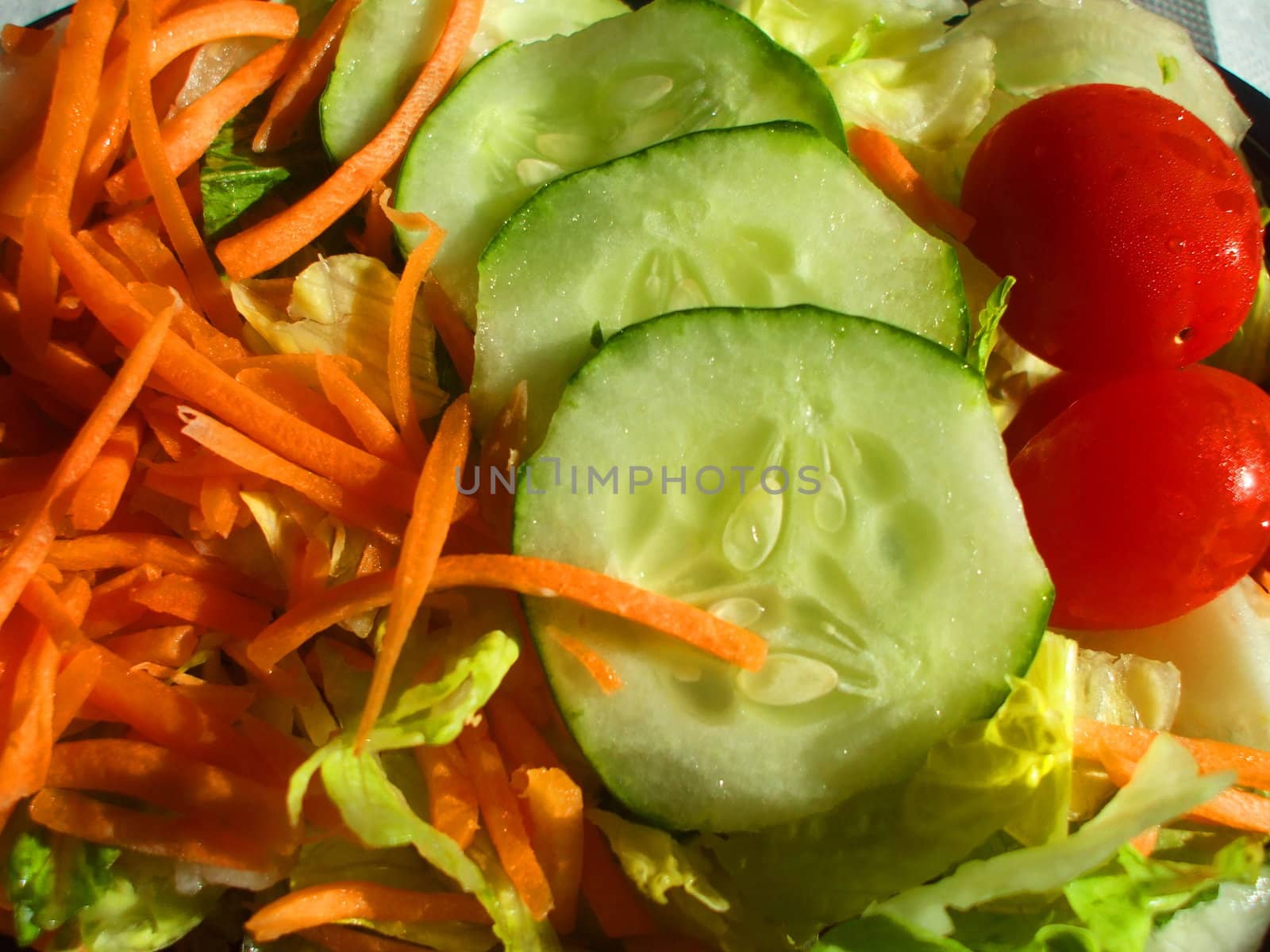 Close up of a fresh vegetable salad.