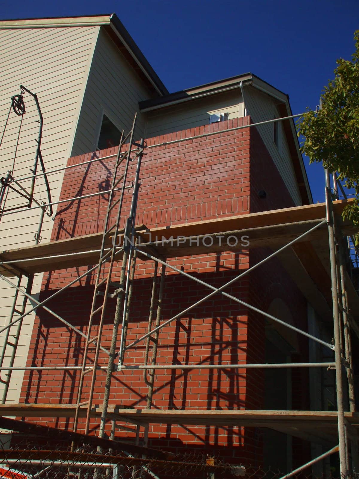 Close up of a building under construction.