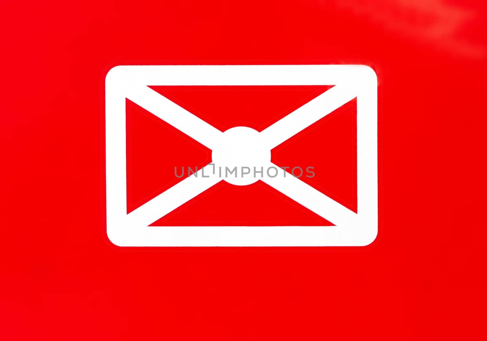 Envelope symbol on red