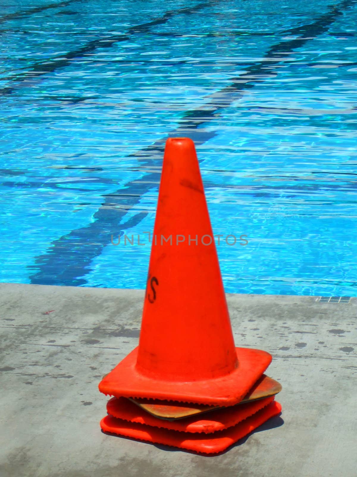 Close up of the orange safety cones.