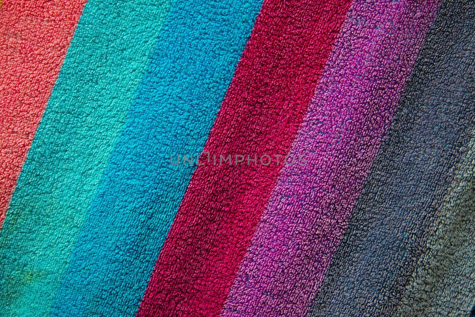 Textile towel texture with colorful stripes across