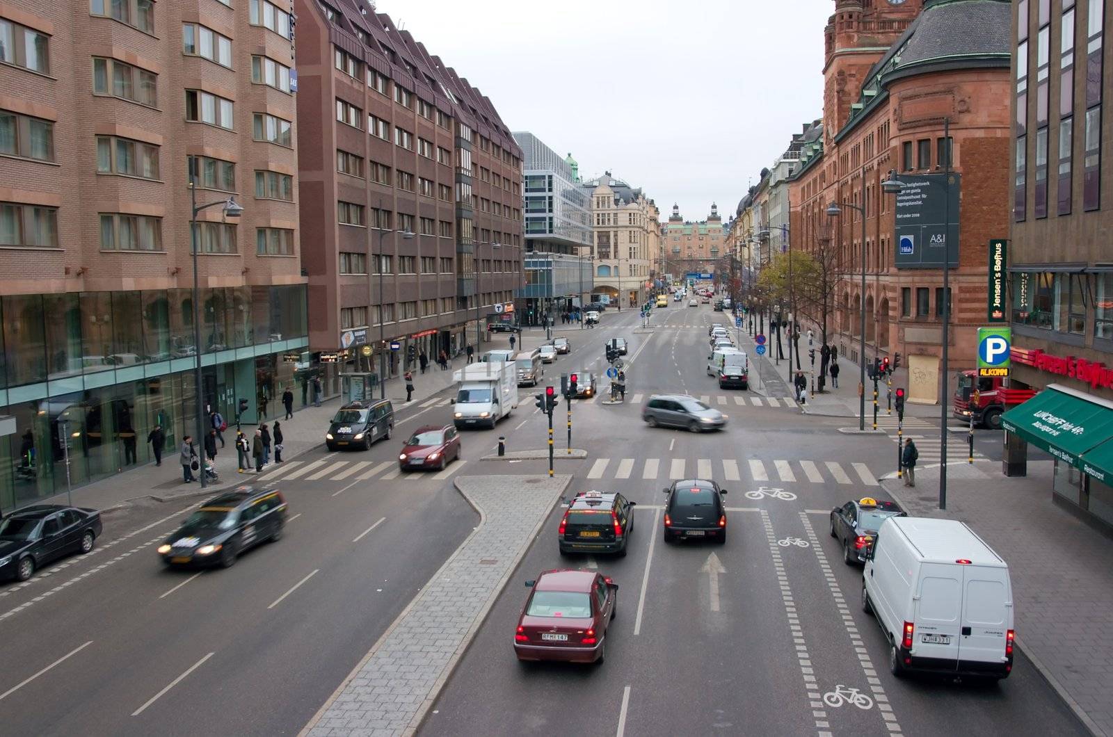 STOCKHOLM - NOVEMBER 2009: traffic on the busy street