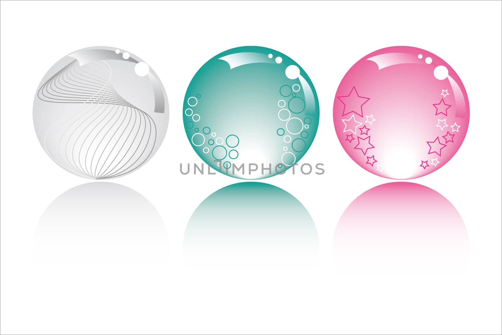 pastel spheres in pastel colors with stars bubbles and fantasy 
