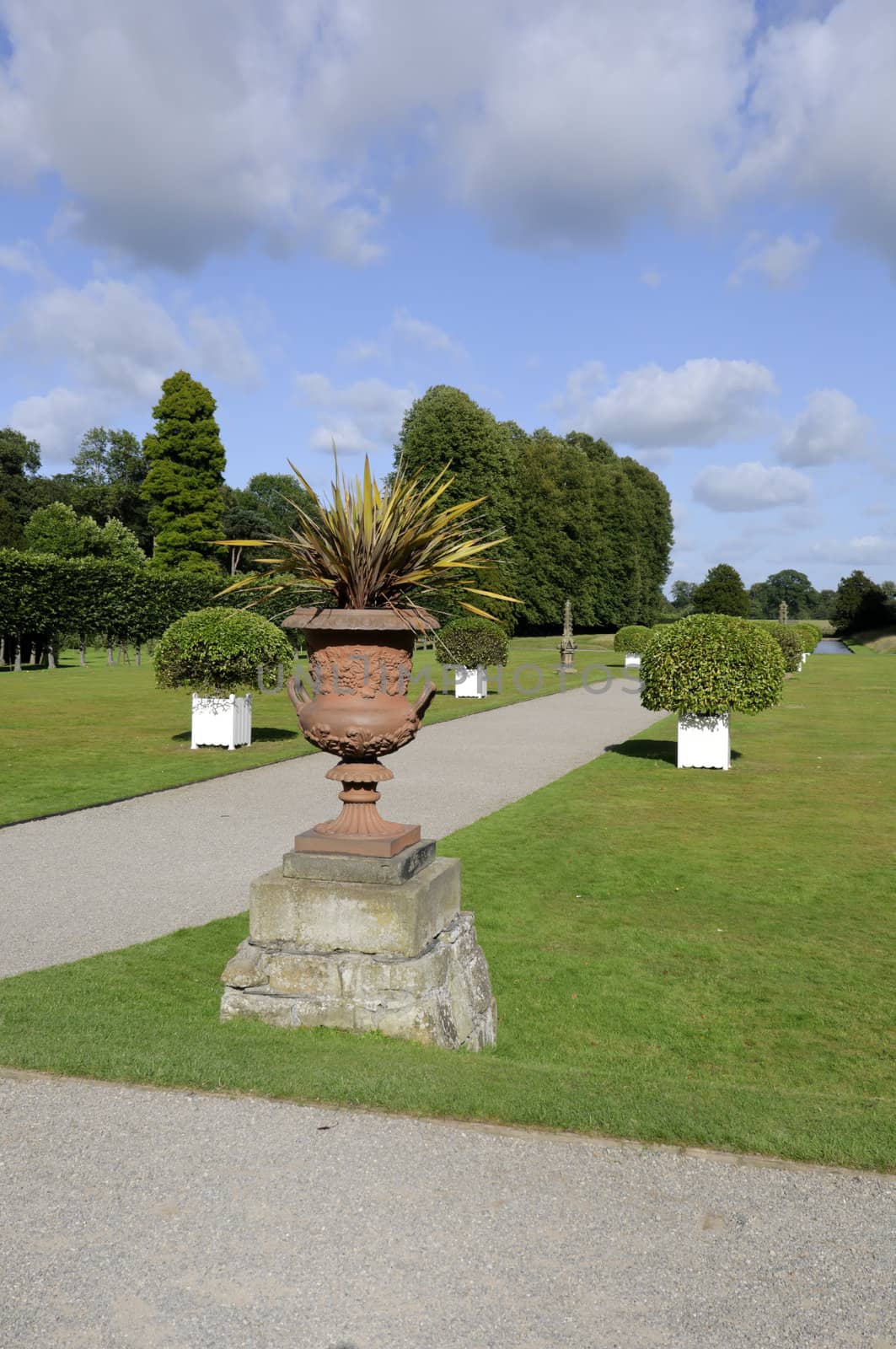 Formal gardens at Erddig Hall in Wrexham Wales UK
