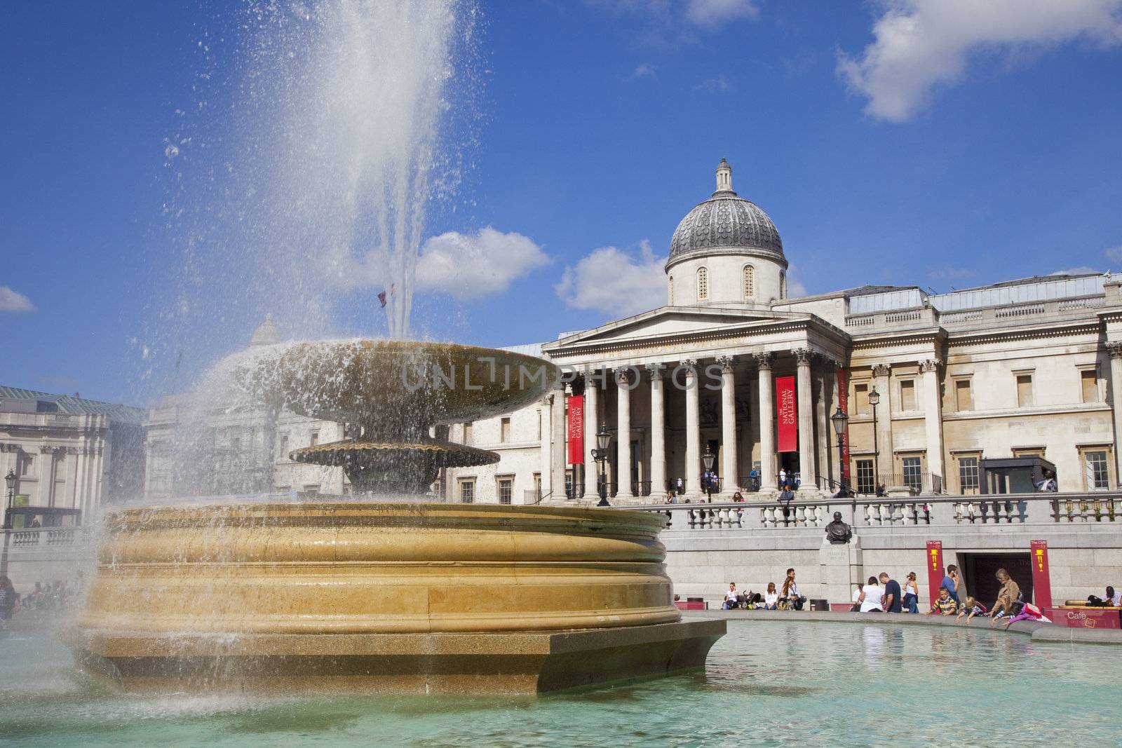 A view of the National Gallery taken from Trafalgar Square.  London.