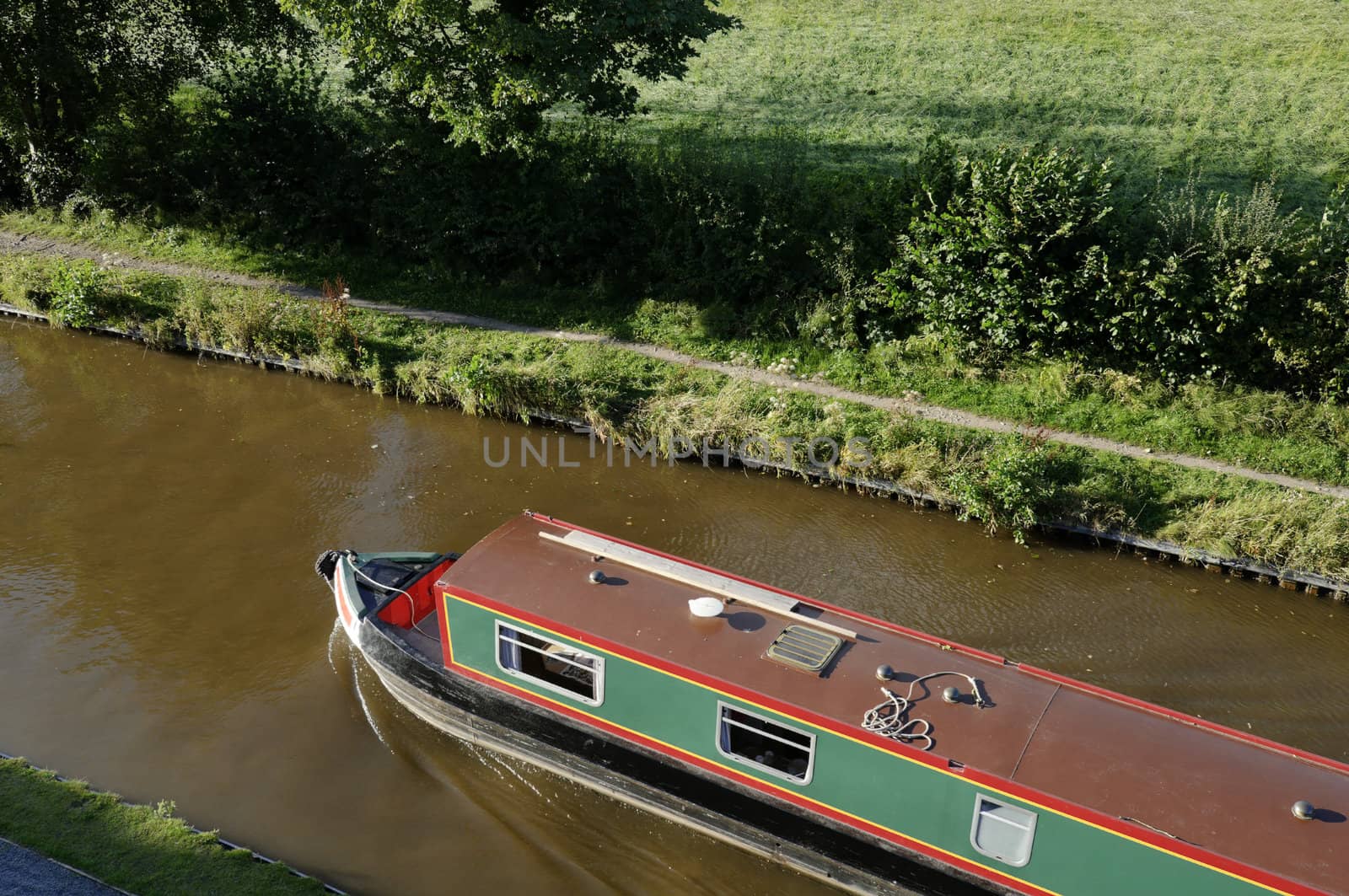 Narrowboat on the Llangollen Canal in Clwyd Wales UK