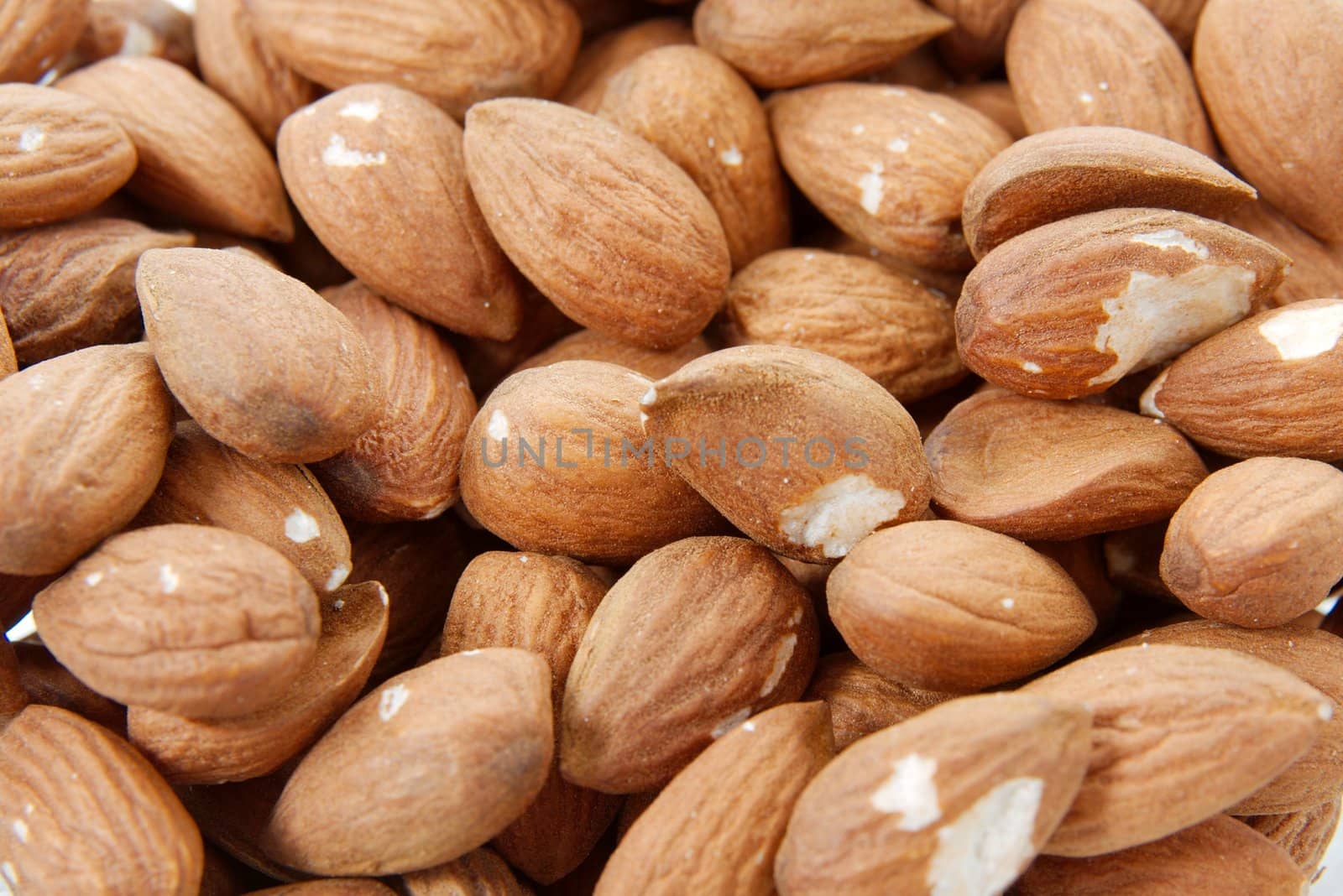 Closeup of a pile of almonds