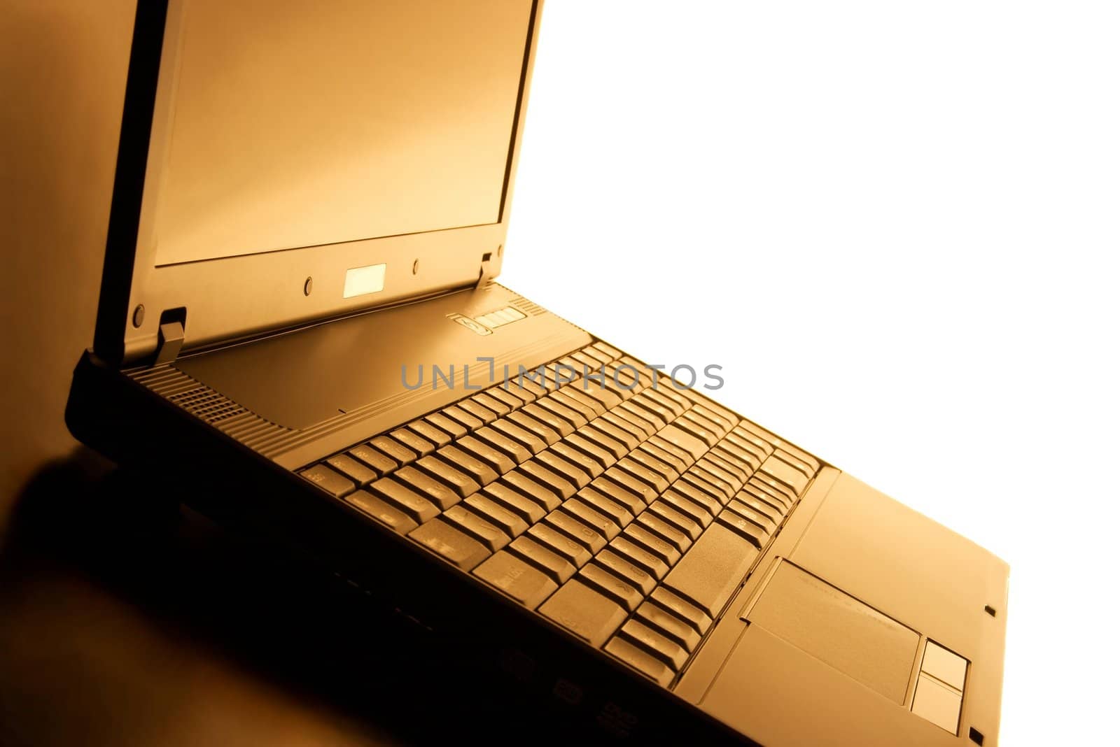 Laptop closeup in warm light