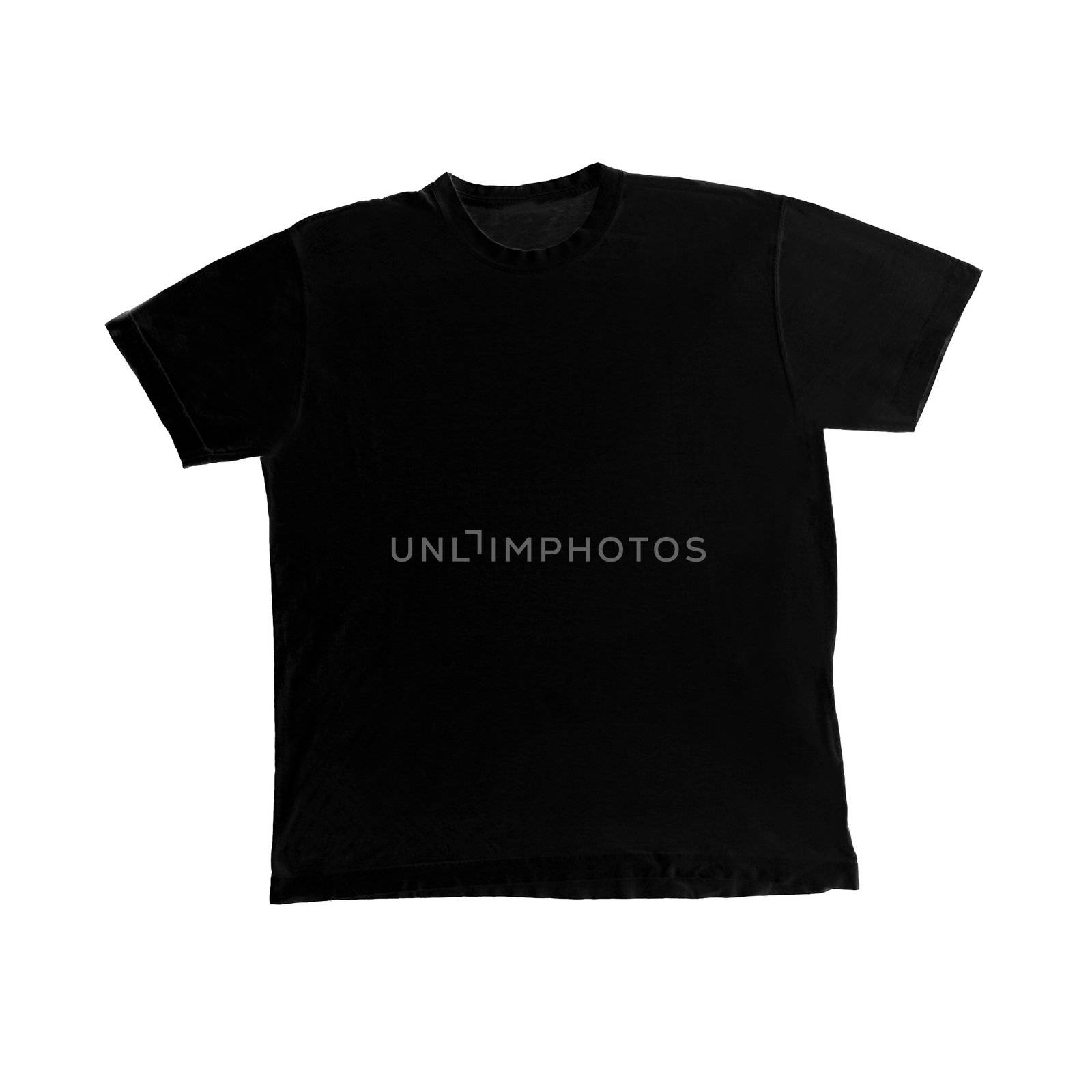 Black t-shirt shape isolated on white background