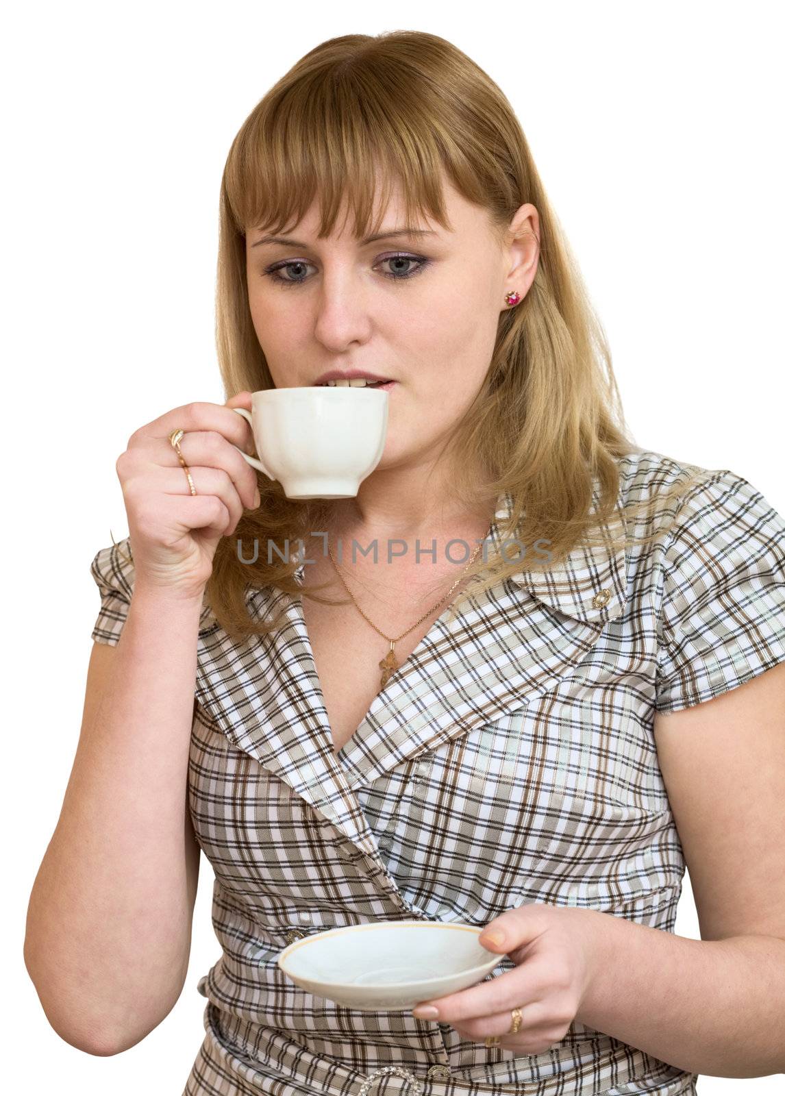 Portrait of the beautiful business girl in a chequered suit