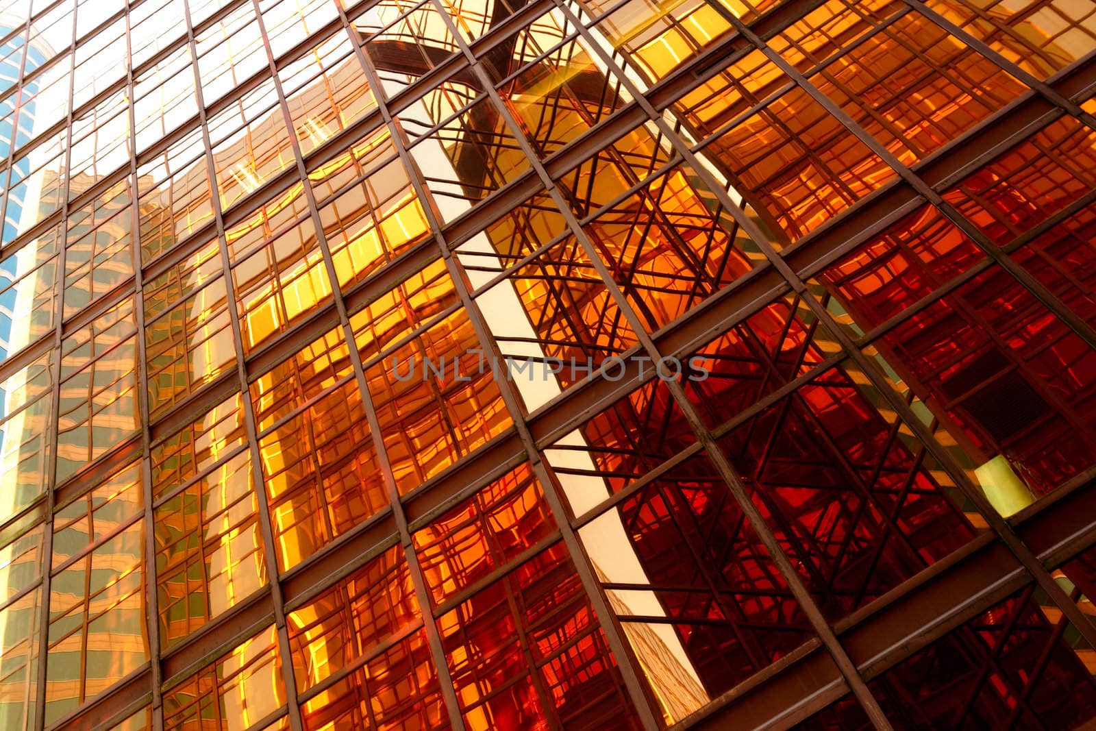 Glass wall of an office building