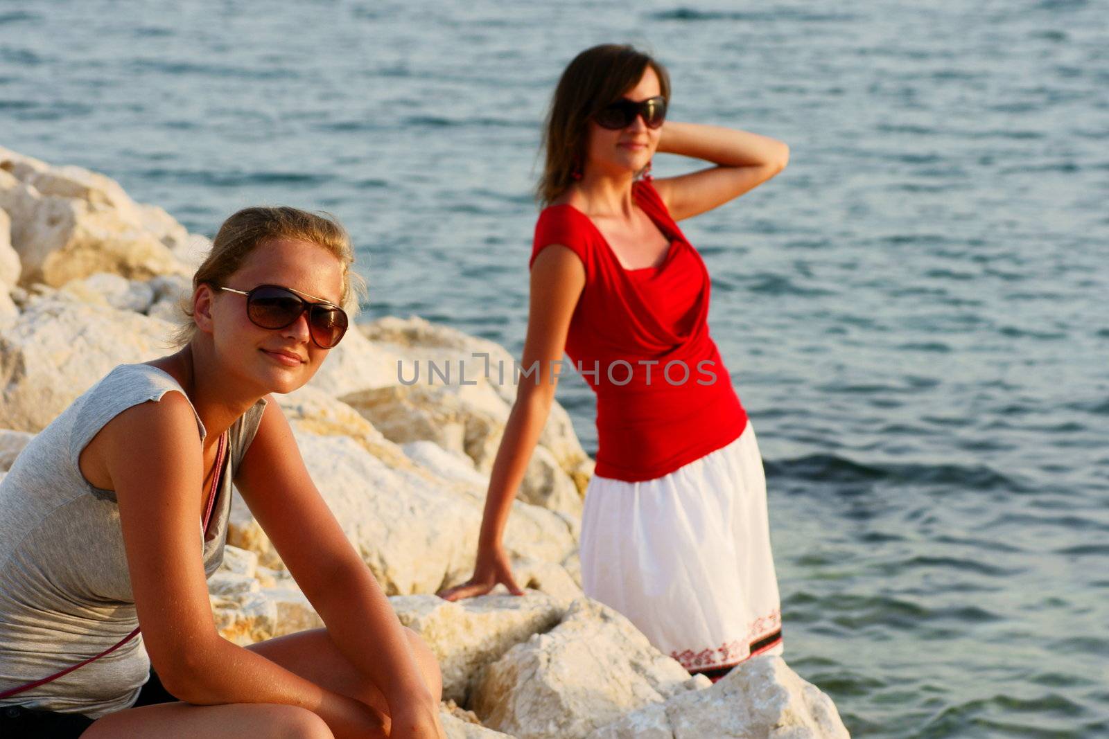 young girls in Croatia beach